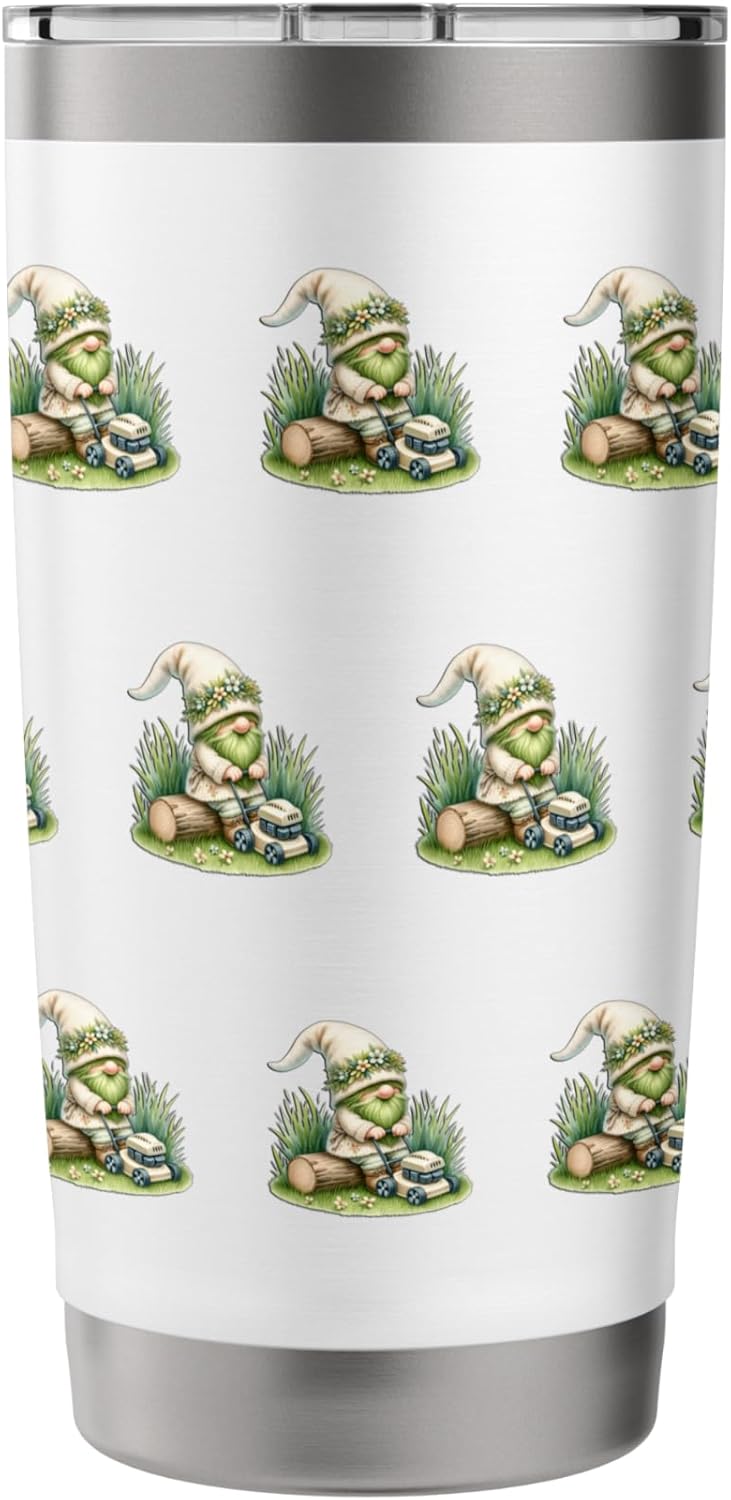 Green Spring Gnome Grandpa For Lawn Mower And Lawn Care Dad Stainless Steel Insulated Tumbler