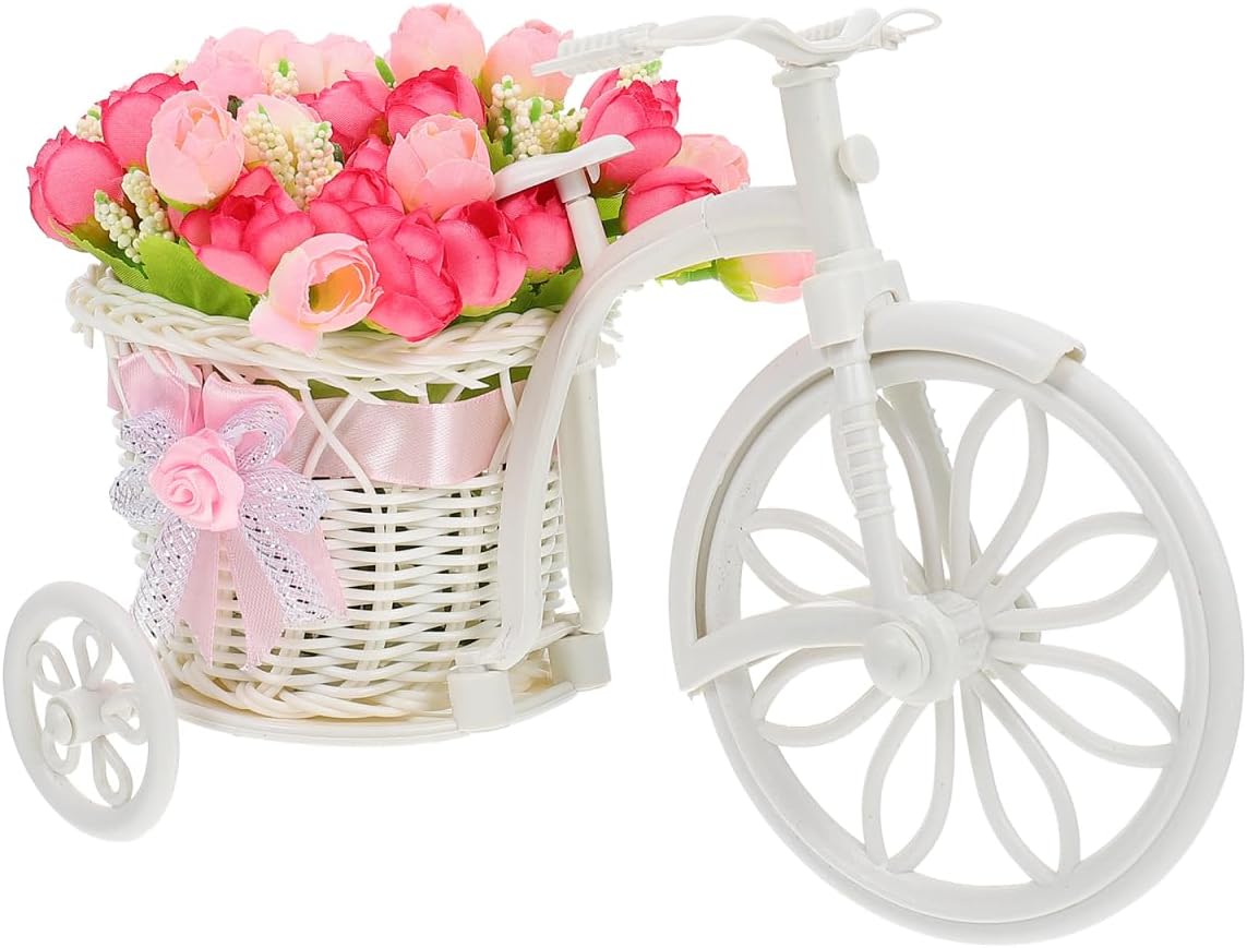 Bicycle Planter Stand 10.2 Inch Outdoor Bike Flower Holder Valentine's Day Flower Stand Decorative Plant Display for Patio Lawn Garden
