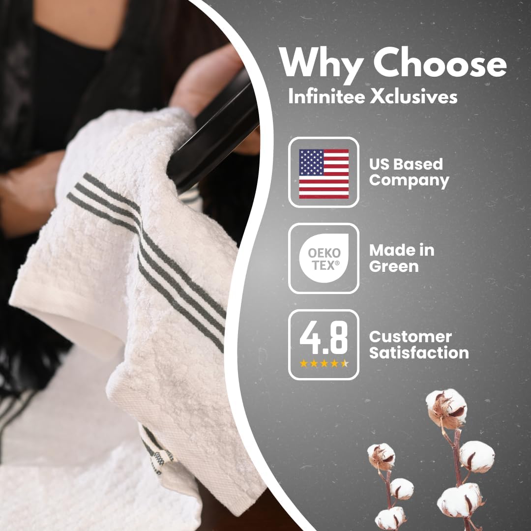 Infinitee Xclusives 100% Cotton Kitchen Towels - 15x25 Inch Ultra Soft