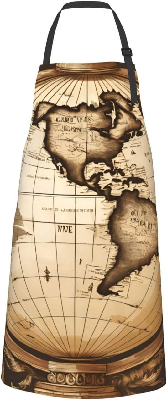 YANYU Ancient Map World Globe Print 28x33 In Kitchen Apron Stylish Che