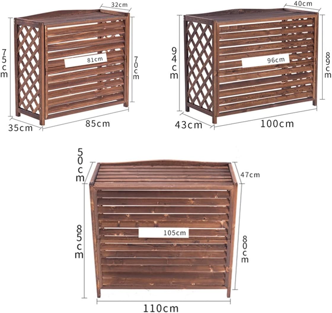 Wooden Air Conditioner Cover Plant Stand Indoor Outdoor Flower Rack for Balcony Display Anti Theft Fence Screen to Conceal Outside Unit Durable and Stylish Rack