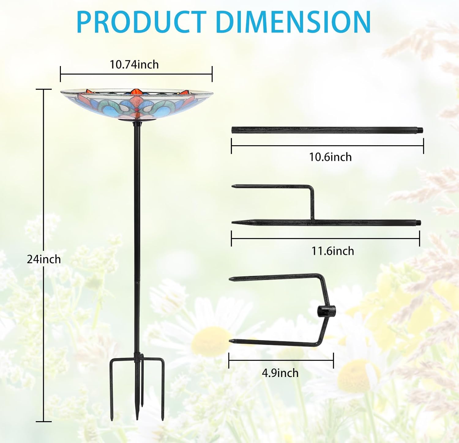 Bird Baths for Outdoors, Glass Birdbaths Outdoor Garden Birdfeeder wit