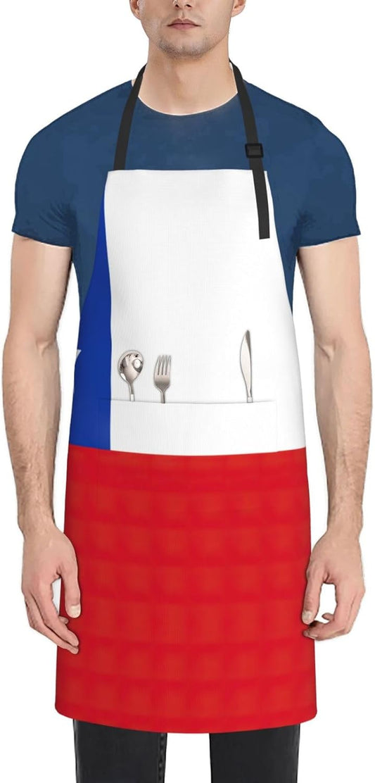 Flag of Chile Print Laundry apron 28x33 In Waterproof Kitchen Apron wi