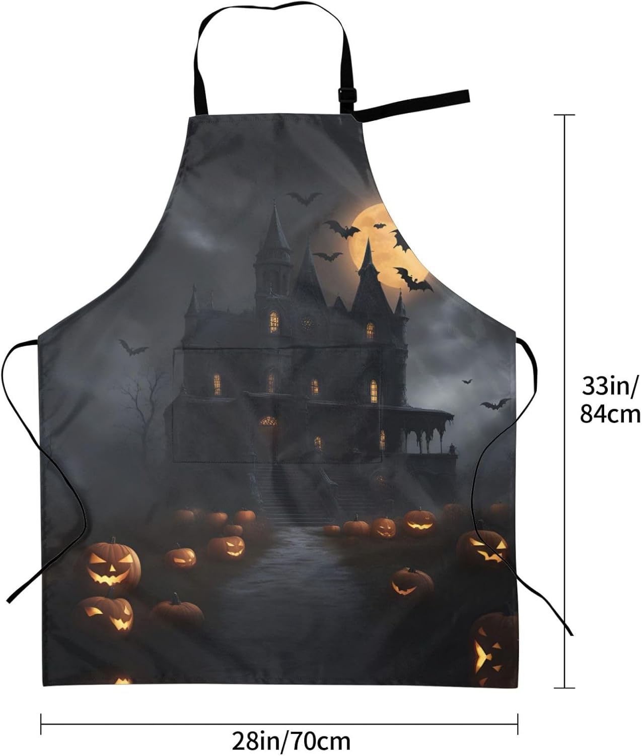 Halloween Goth print Waterproof chef's apron with pocket apron for kitchen cooking baking barbecue and gardening