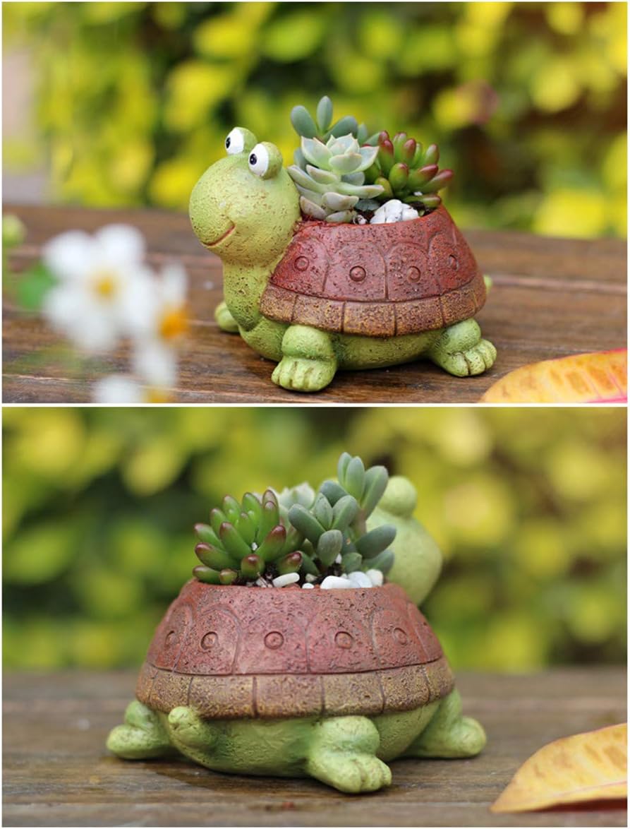 Turtle Planter for Small Plants, Bonsai, Cactus Planter, Mini Succulent Plant Pot Turtle Gift,Set of 2