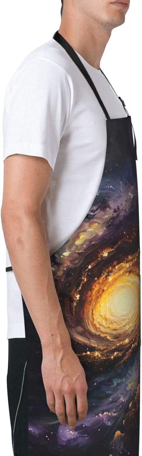 Galaxy print Waterproof chef's apron with pocket apron for kitchen cooking baking barbecue and gardening