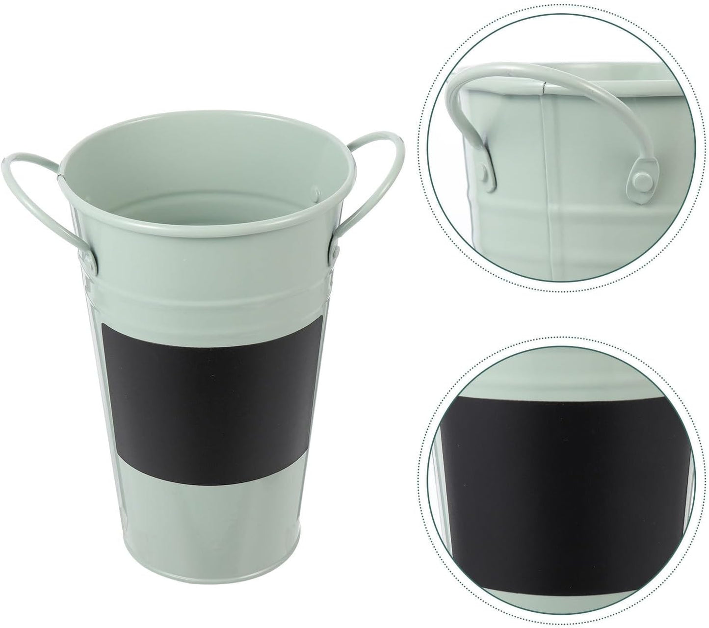 Milisten Iron Flower Pot with Small Chalkboard Light Blue Retro Garden
