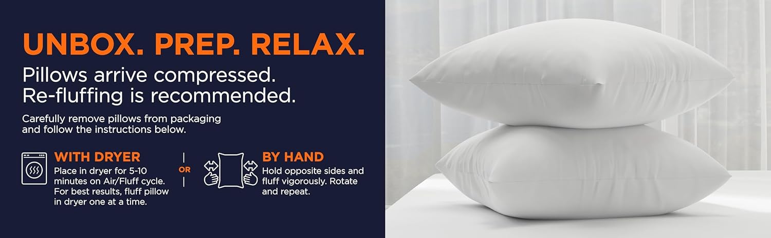 Amazon Basics Square Hypoallergenic Pillow Insert, Down Alternative Fi