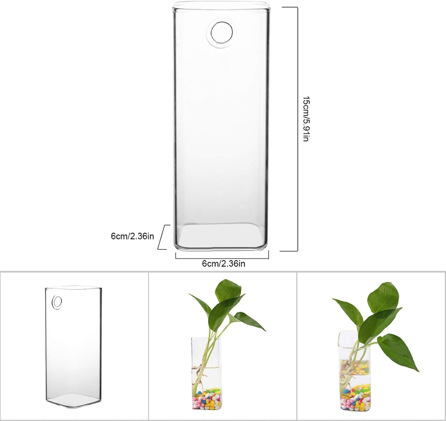 Hanging Glass Vase, Glass Vase for Plants and Flowers, Flower Planter Wall Hydroponic Aquarium Container Home Decor (Long Tube Shape)