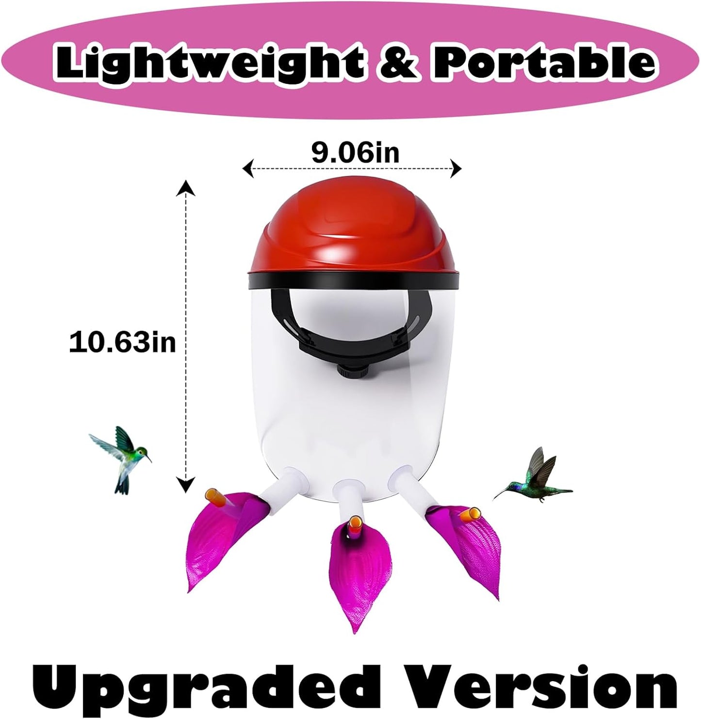 Hummingbird Feeder Helmet - 2025 Upgraded Wearable Hummingbird Mask for Backyard Bird Watching, Anti-Fog Lens & Bionic Purple Flower, Adjustable for Adults Teens Lightweight PVC