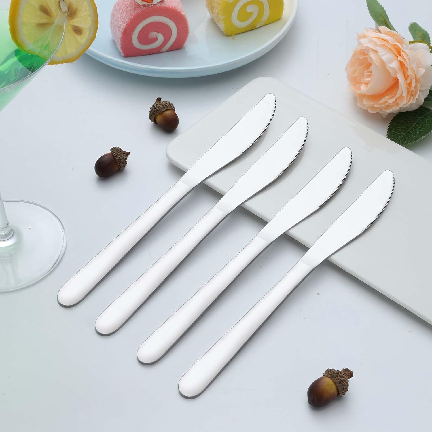 24 Pieces Knives Set - 9 Inches Dinner Knives, Butter Knife, Food Grad