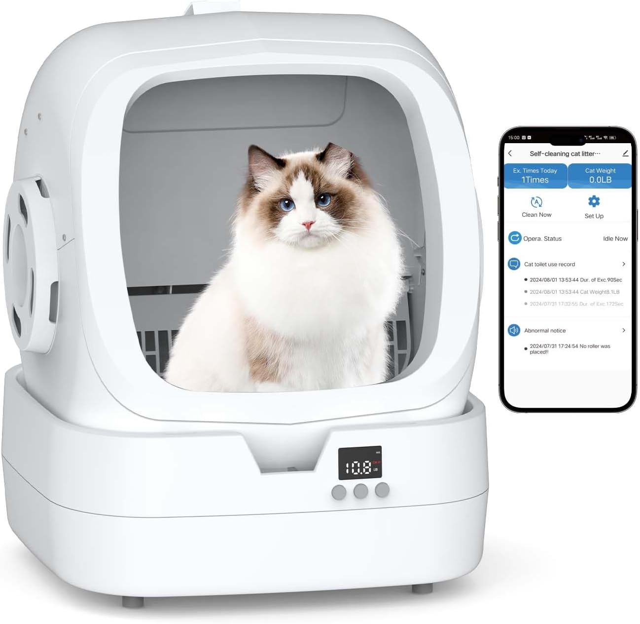 Automatic Cat Litter Box Self Cleaning - APP Control and Weight Monito