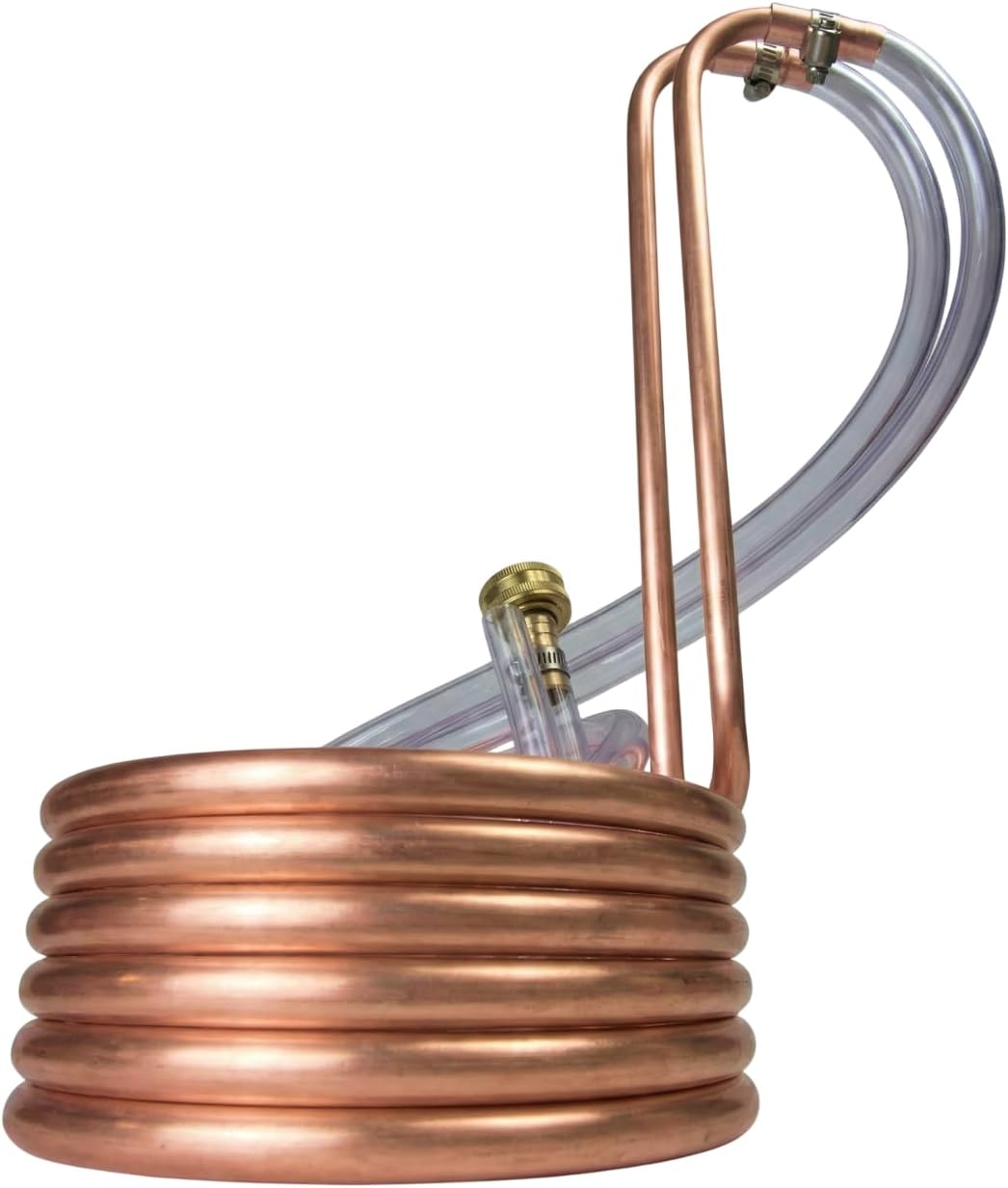 Coldbreak 12.5Ft. Wort Chiller with Copper Coil - Compact and Basic Immersion Beverage Chiller and Beer Brewing Equipment - 2pcs of 4Ft. Vinyl Tubing, Garden Hose Fitting, and Hose Clamps Included