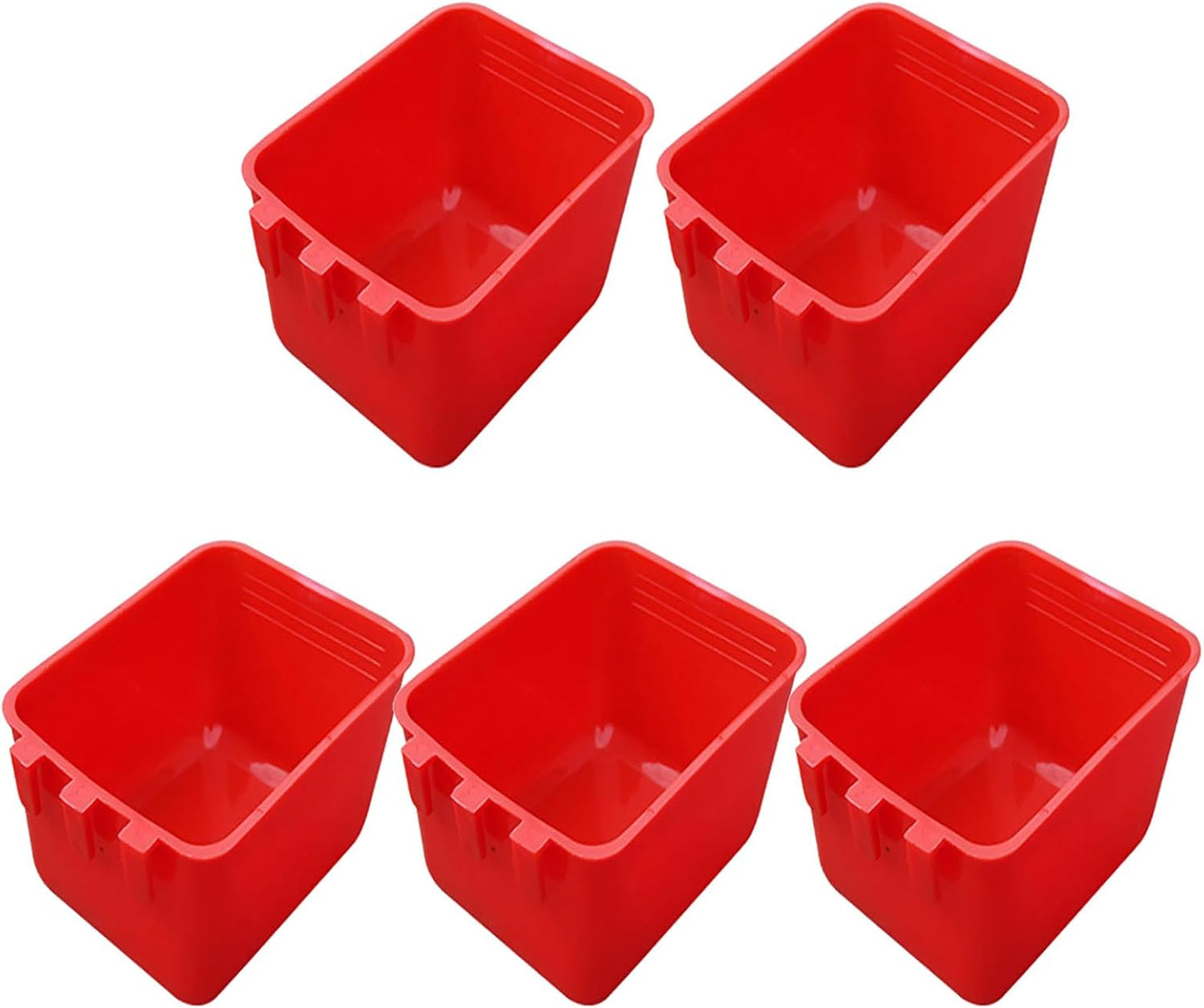 Pack of 5 Bird Feeders Food Cups for Poultry and Birds Pet Supplies Chicken Feeder Feeding Equipment Cage Bird Feeders for Small Birds, Square