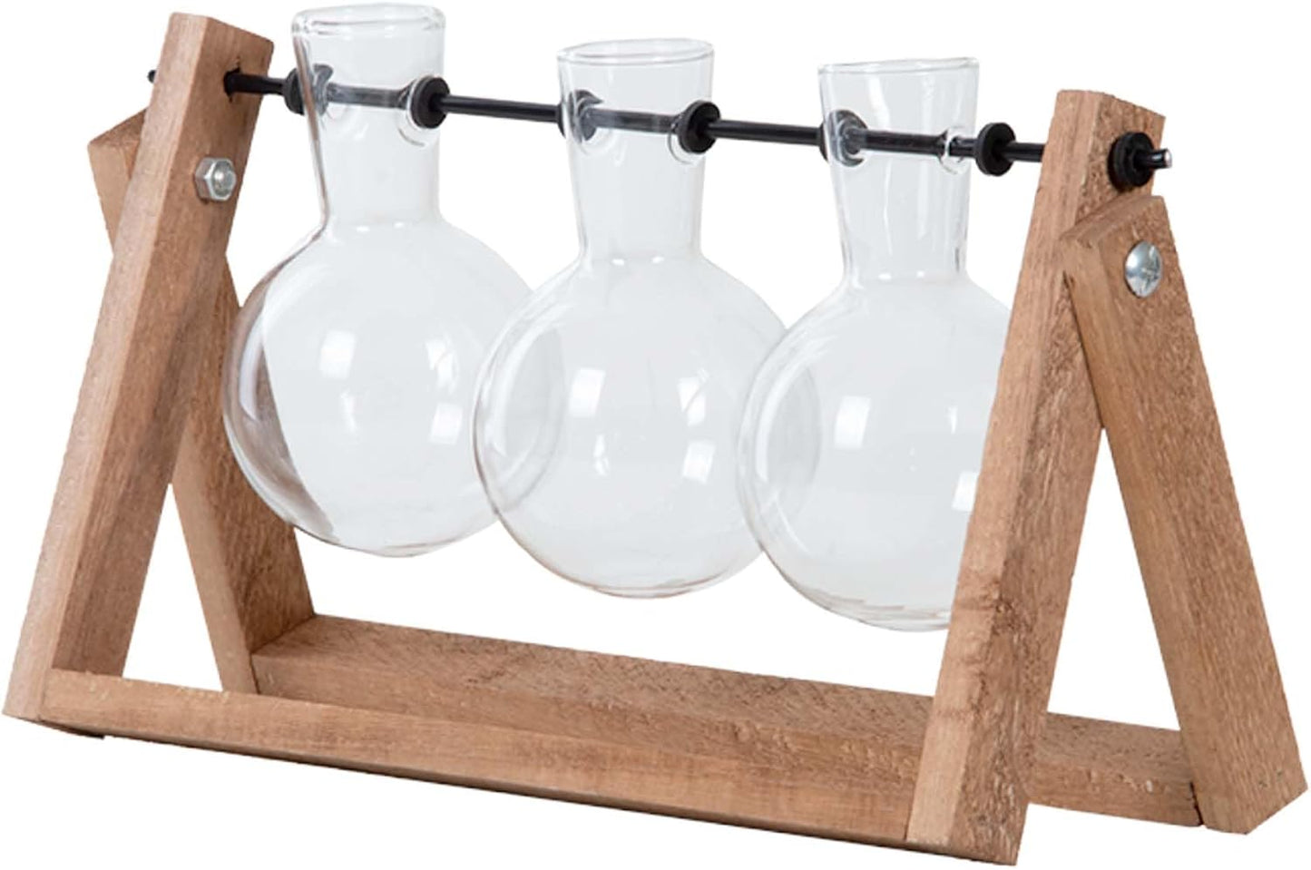 Esschert Design AGG100 Three Vase in a Cutting Stand, Wood and Glass