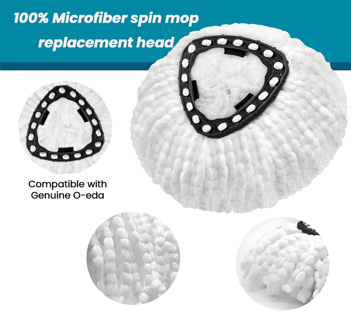 4 Pack Mop Head Replacement Compatible with O Cedar Triangle Swivel Mo