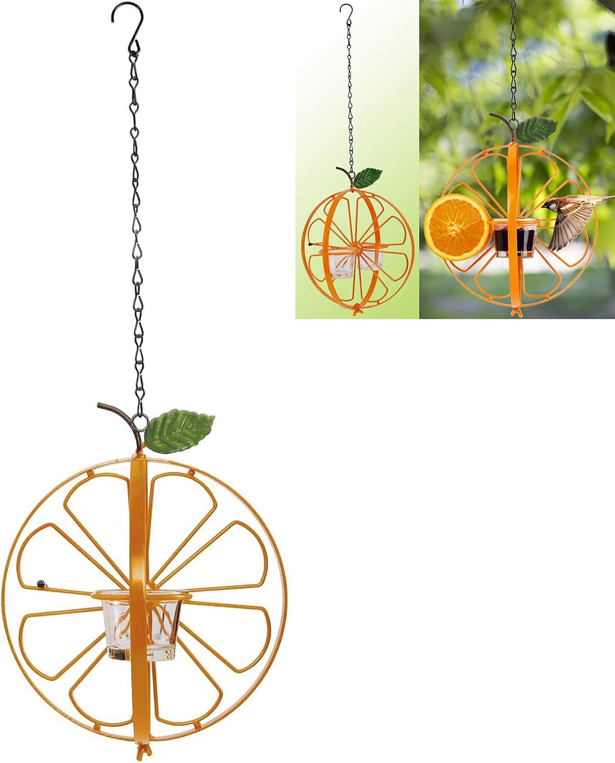 Wild Bird Feeder Hanging for Garden, Metal Outside Wild Bird Feeders with Hanging Chain and Bird Feeding Cup,Bird Feeder as Gift Ideas for Bird Lovers