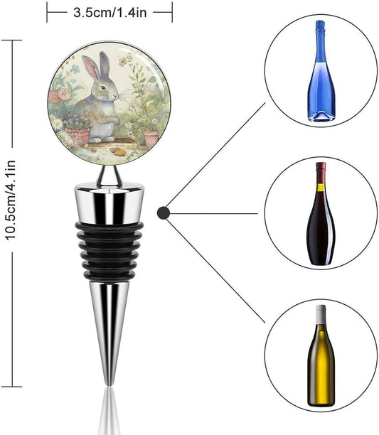 Zinc Alloy Garden Bunny Wine Stopper Reusable Wine Bottle Stopper Rubb