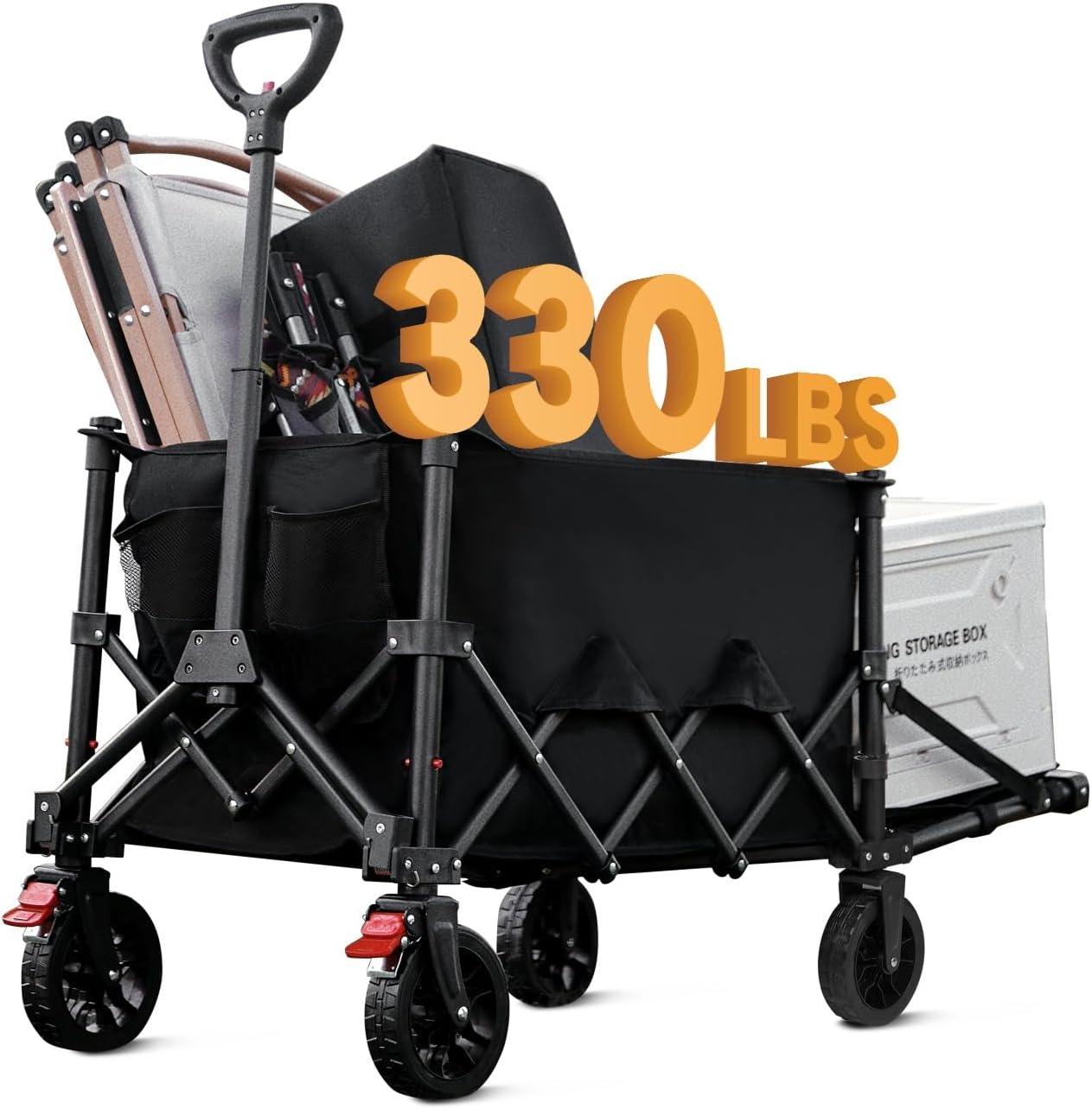 Outdoor Camping Trailer with Detachable Wheels Portable Folding Multi-Functional Travel Trailer with Tailgate Extension, Ideal for Outdoor Camping and Grocery Shopping.