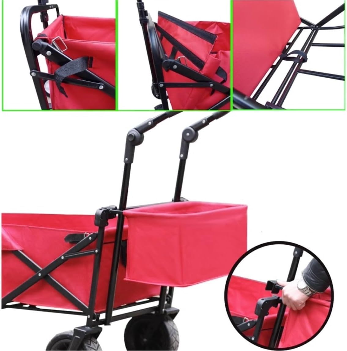 Collapsible Wagon Cart with Wheels Foldable Folding Wagons Carts Silen