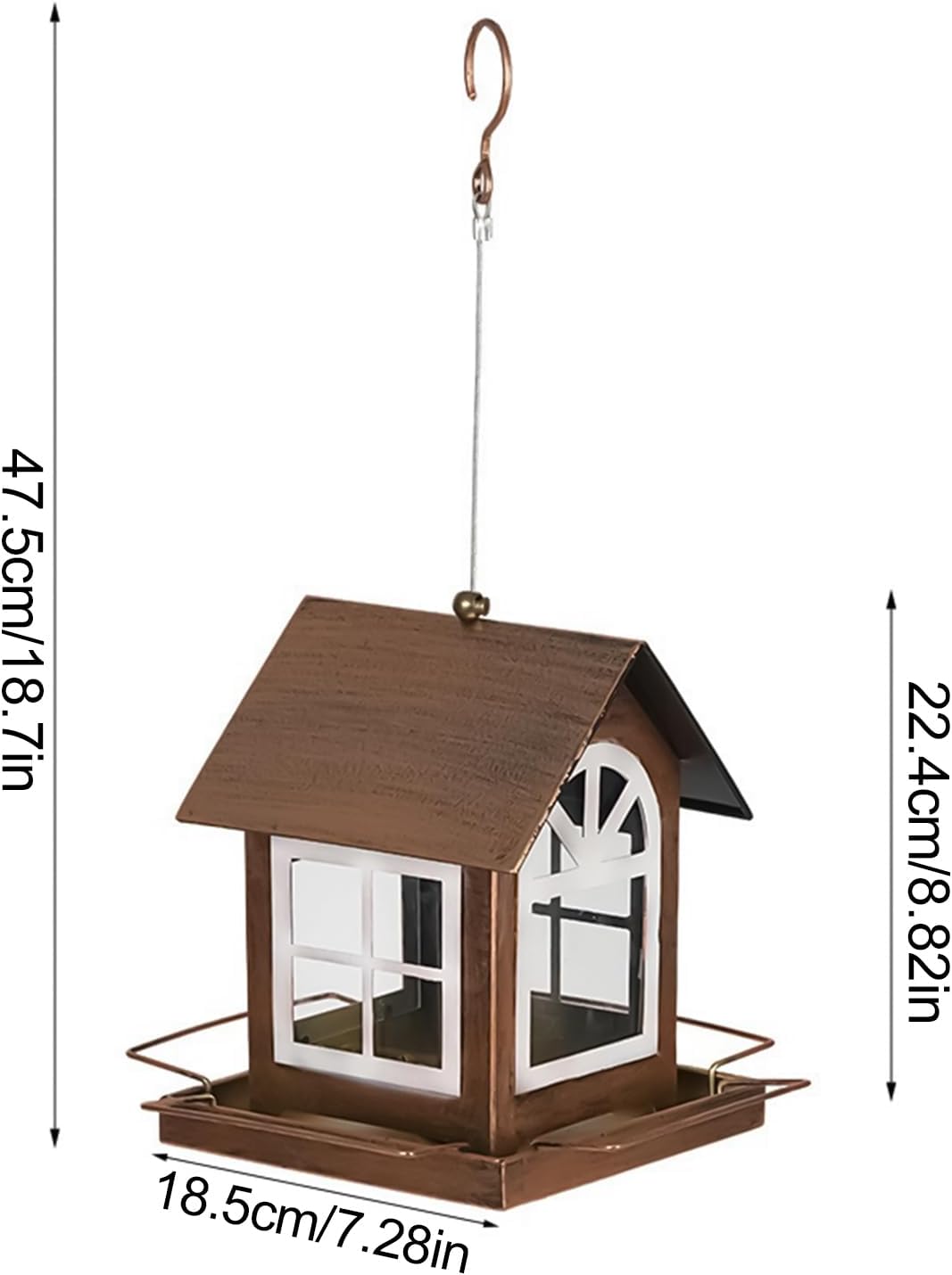Metal Bird Feeder, Heavy Duty Feeding Station, House Shape Hangable Weatherproof Outdoor Bird Feeder for Backyard Garden Balcony Patio Decor Providing Safe and Durable Feeding for Wild Birds