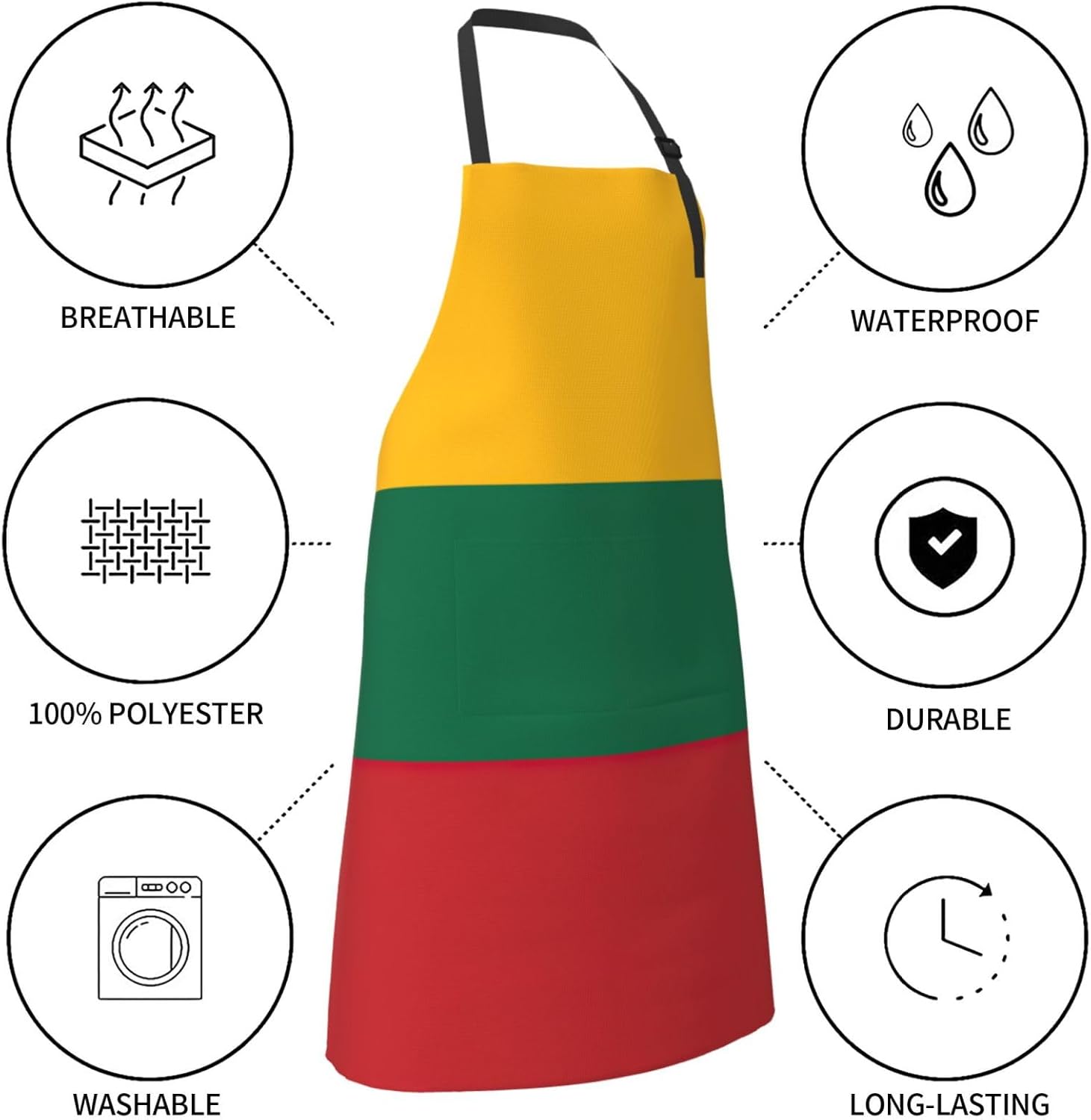 Flag of Lithuania Print Laundry apron 28x33 In Waterproof Kitchen Apro