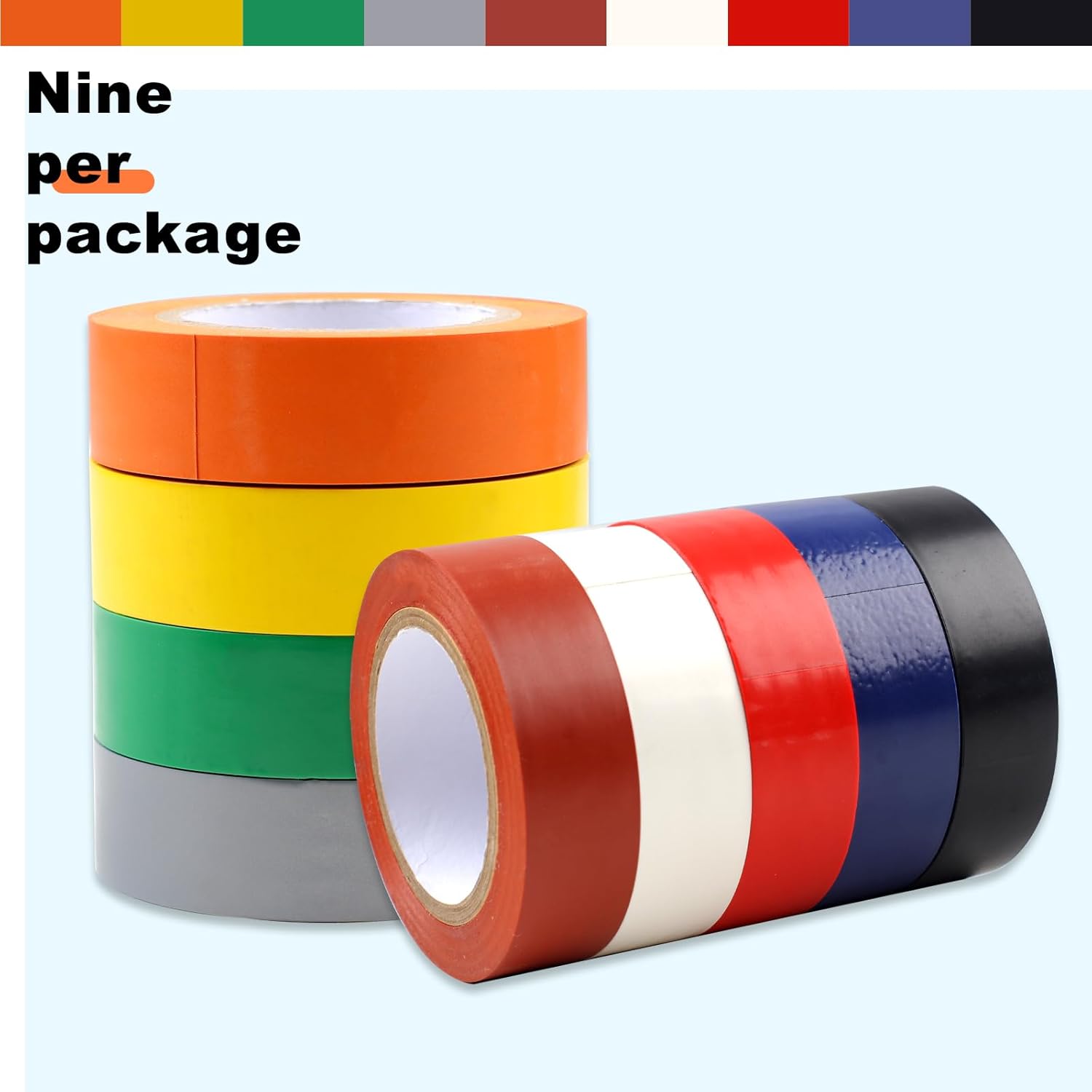 Romeda 9 Pack Coloured Electrical Tape, Electrical Tape Colours Water,