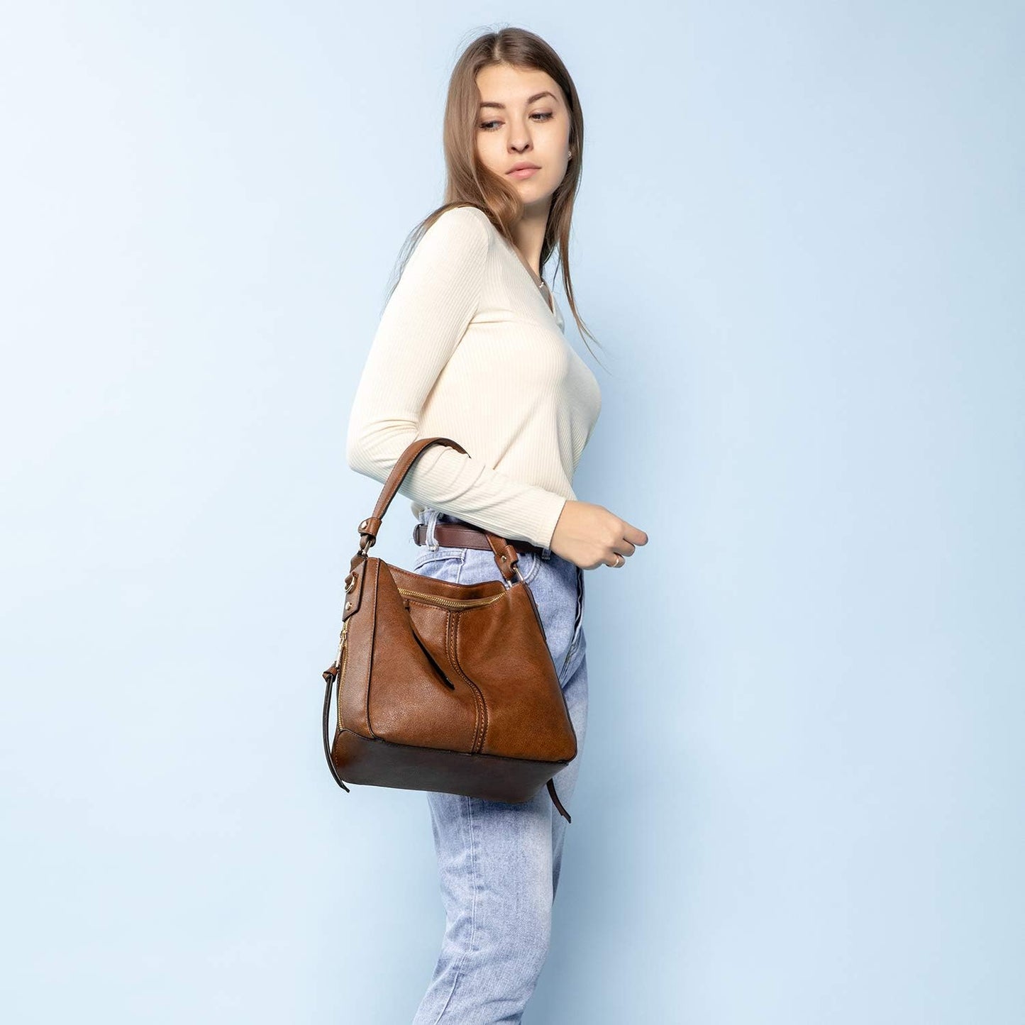Realer Hobo Crossbody Bags for Women Designer Faux Leather Hobo Handba