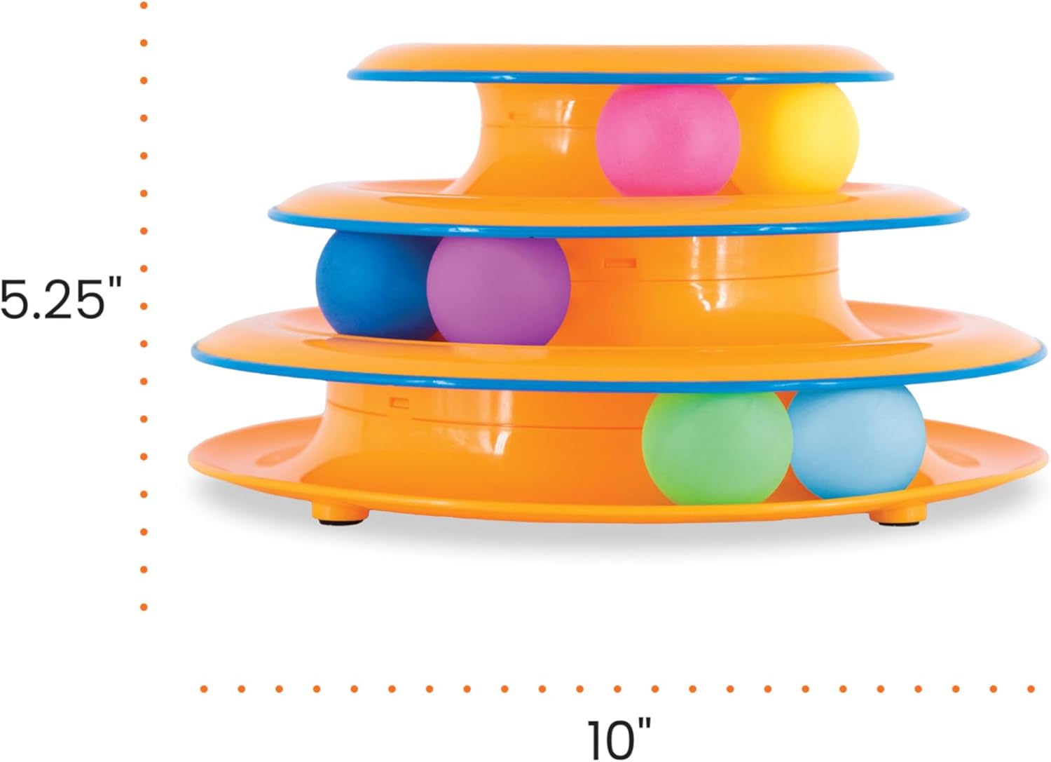 Catstages Tower of Tracks Cat Toy – 3-Level Track Tower with 6 Balls, 