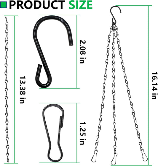 BDS-HOME 16inch Hanging Baskets Chains 3 Leads Hanging Chains Flower Pot Chain Hanger Replacement for Planters, Bird Feeders, Creative Light, Wind Chime, Lanterns and Ornaments