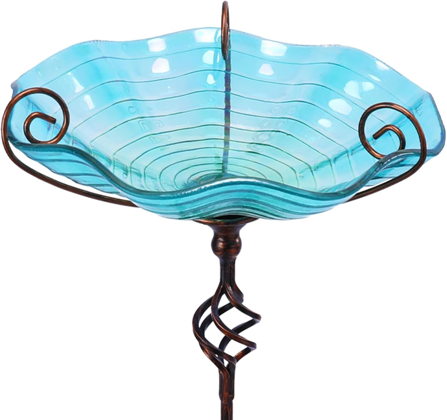 MUMTOP 31 Inch Height Glass Birdbaths, Outdoor Bird Bath Birdfeeder wi
