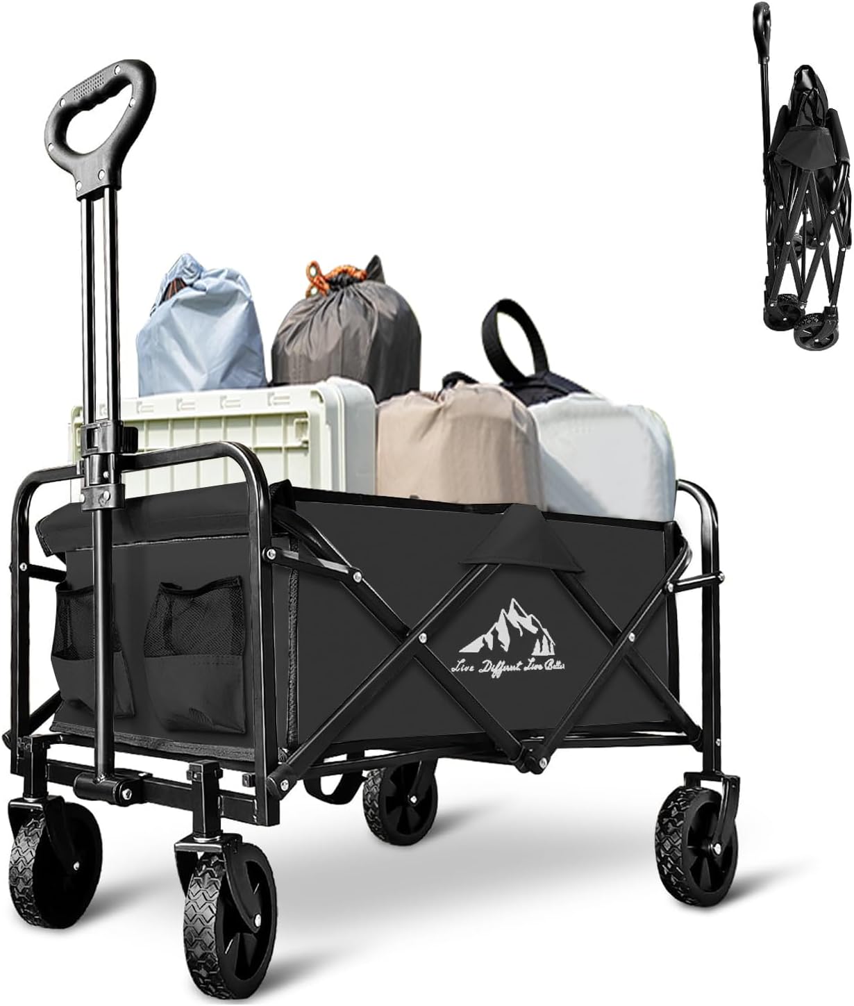 Collapsible Wagon Cart Foldable Portable Heavy Duty Folding Beach Wago
