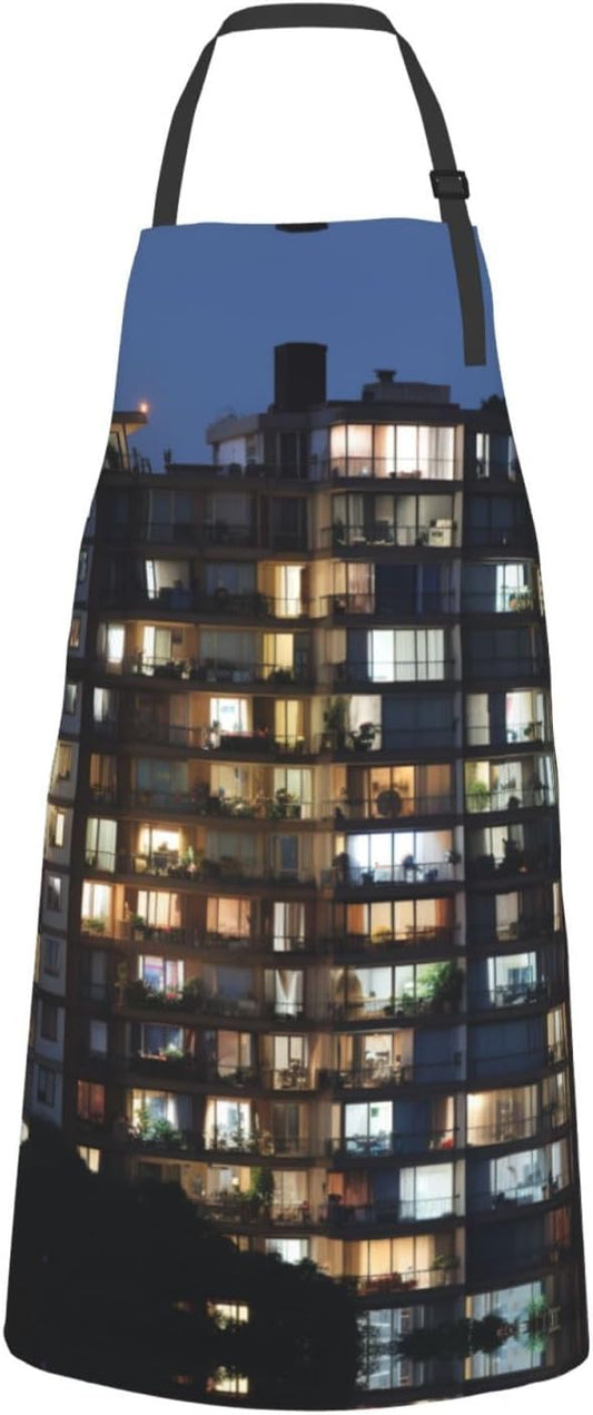 Cityscape Night Canada print Waterproof apron with pocket adjustable cooking apron for adult kitchen bibs to bake