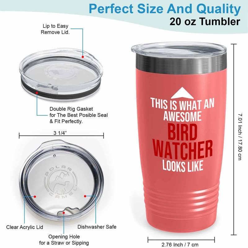 Bird Lover Coral Edition Viking Tumbler 20oz - Awsome Bird Watcher Loo