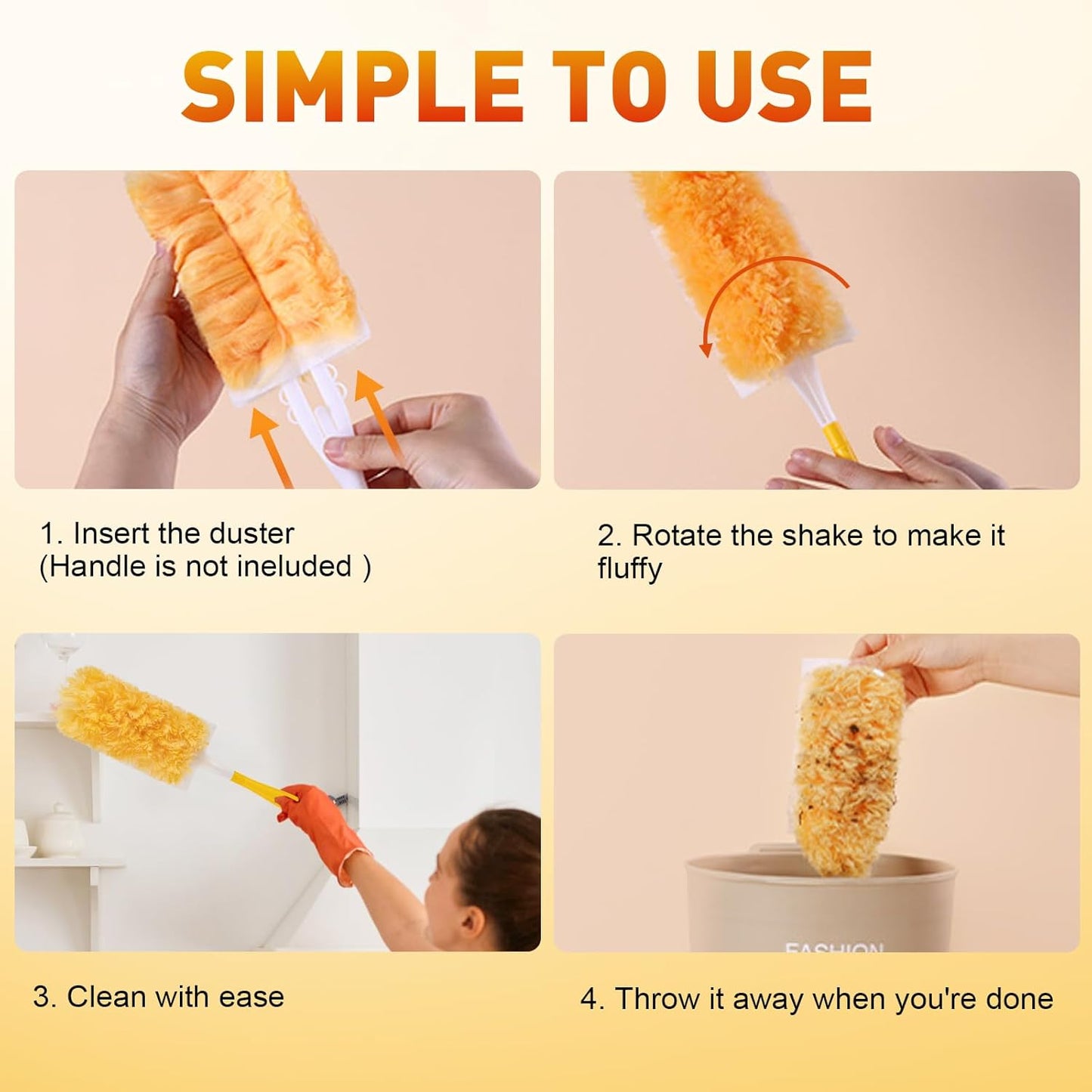 Heavy Duty Duster Refills, Unscented Disposable Dusters Kit for Cleani