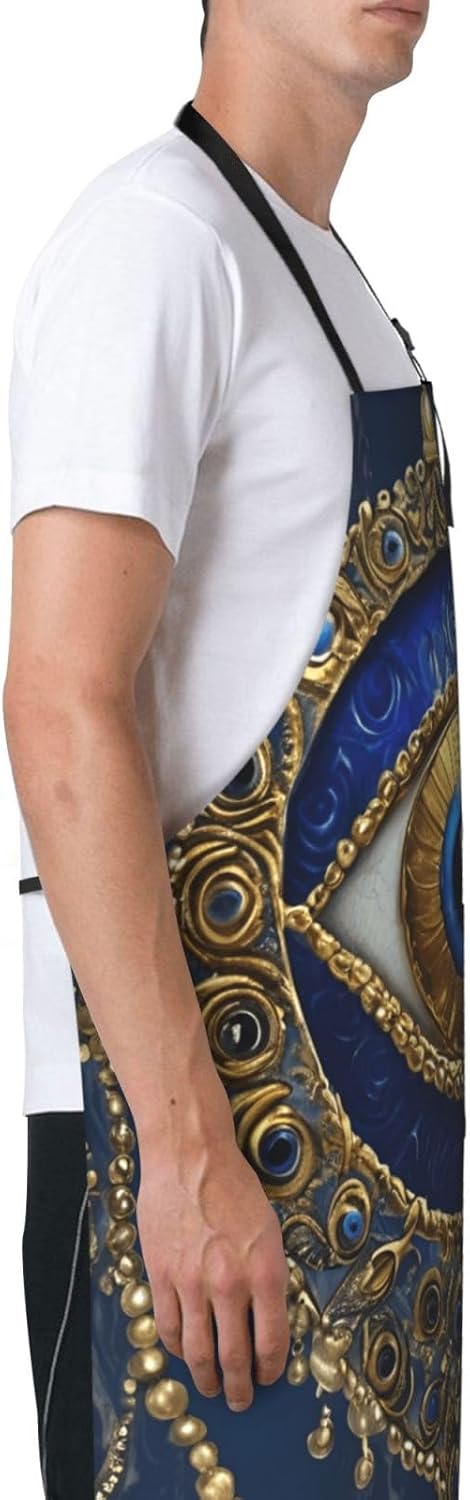 YANYU Evil eye Print 28x33 In Kitchen Apron Stylish Chef Apron with Pockets for Cooking Baking Painting