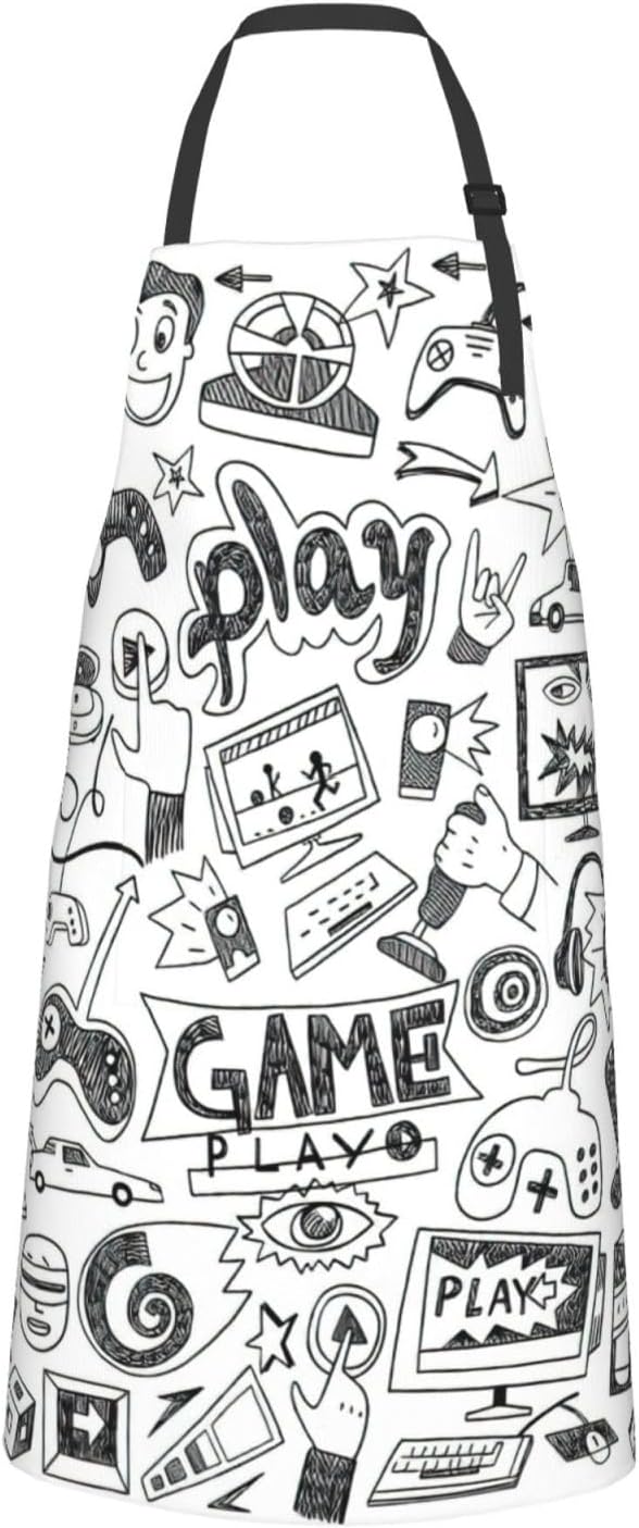 Video Game Boys Print 28x33 In Adult Kitchen Apron with Pockets Versat