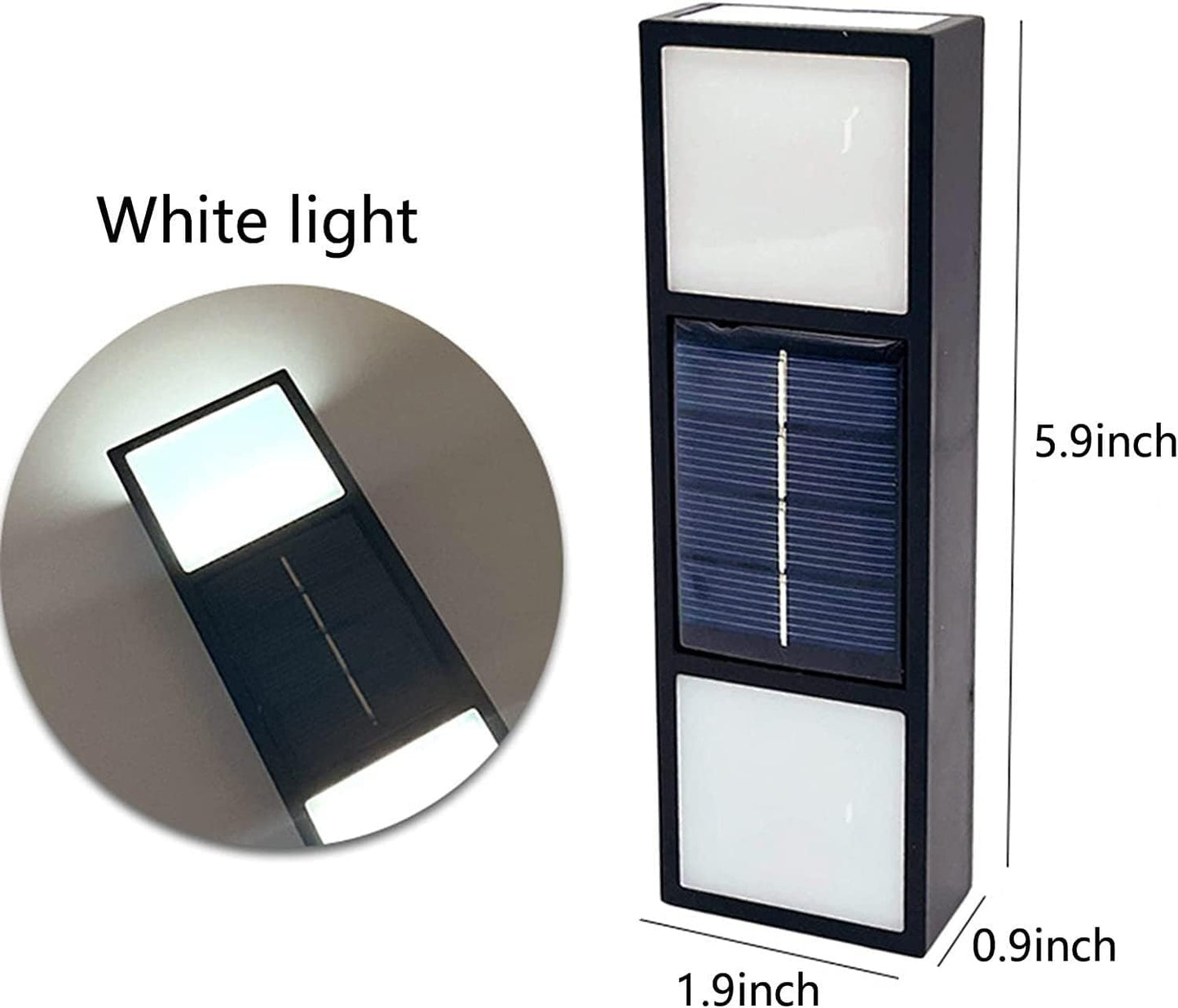 2 Packs Decorative Solar Fence Lights, Up & Down Illumination Sconce with 6 Beads, Outdoor Garden, Yard & Garage Decor, Energy-Efficient Yard Lighting (White Light)