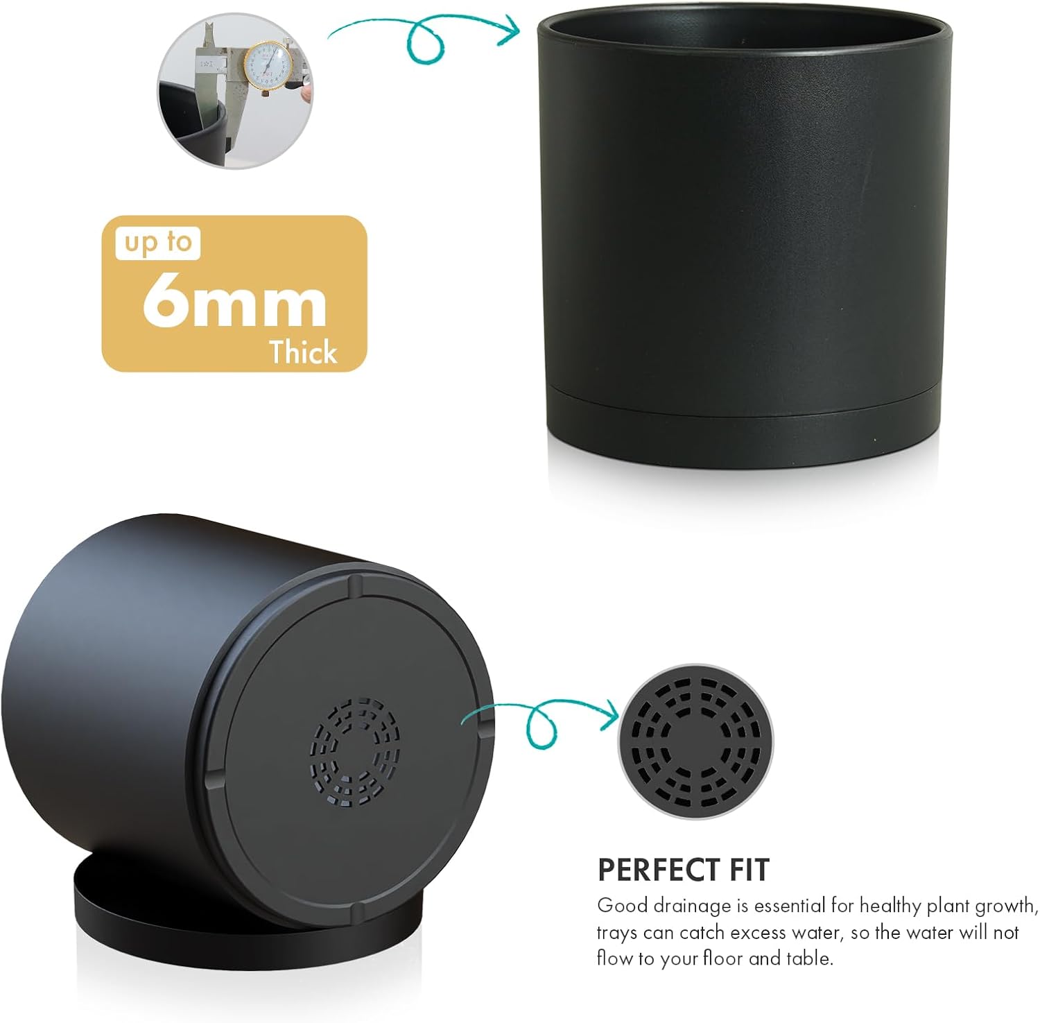 8 Inch Medium Plant Pots for Indoor Outdoor Plants, Cylinder Deep Flow