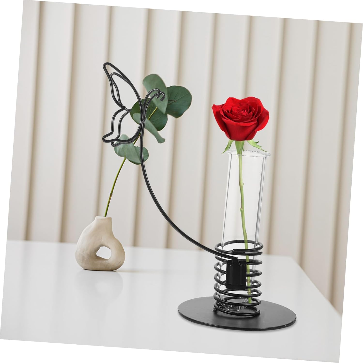 PRETYZOOM Nordic Style Glass Tube Planter with Iron Frame Elegant Hydr