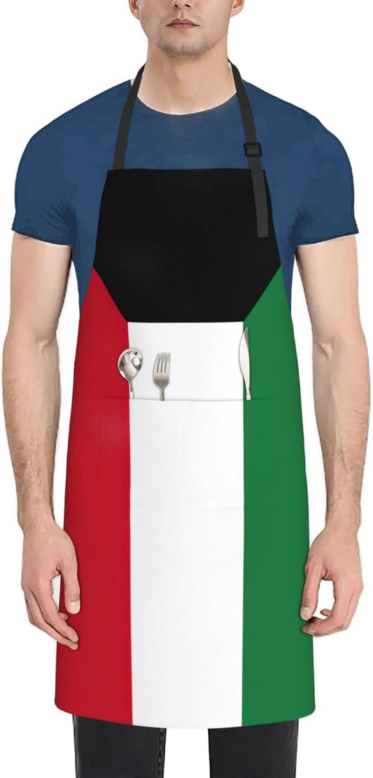 YANYU Kuwaiti flag Print 28x33 In Kitchen Apron Stylish Chef Apron with Pockets for Cooking Baking Painting