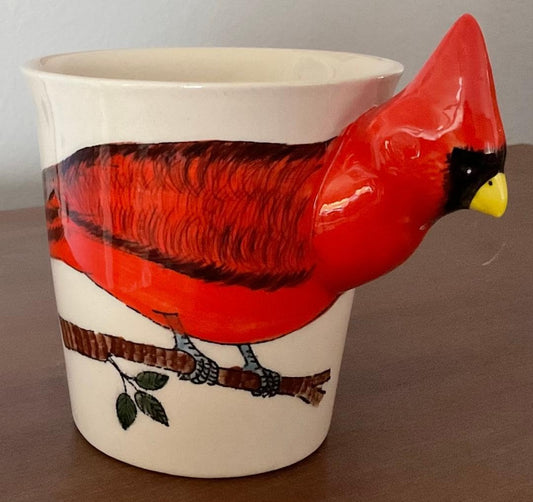 SassyXpressions Cardinal Coffee Mug & Small Planter Pot Handcrafted Red Bird Design – Novelty Decorative Ceramic Tea Mug & Mini Plant Holder, Unique Gift for Bird Lovers, Office & Home Decor