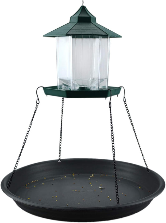 16" Bird Seed Catcher Tray Platform Feeder Hanging Tray Seed Hoop Outdoors Backyard Garden (Black)
