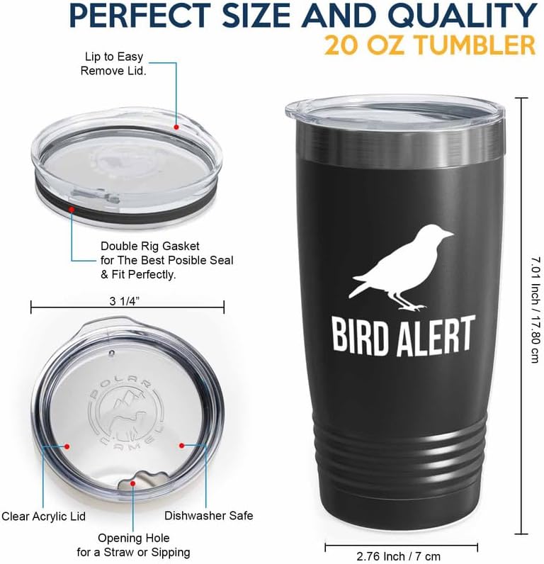 Birding Black Edition Viking Tumbler 20oz - Bird alert - Bird Feeder B