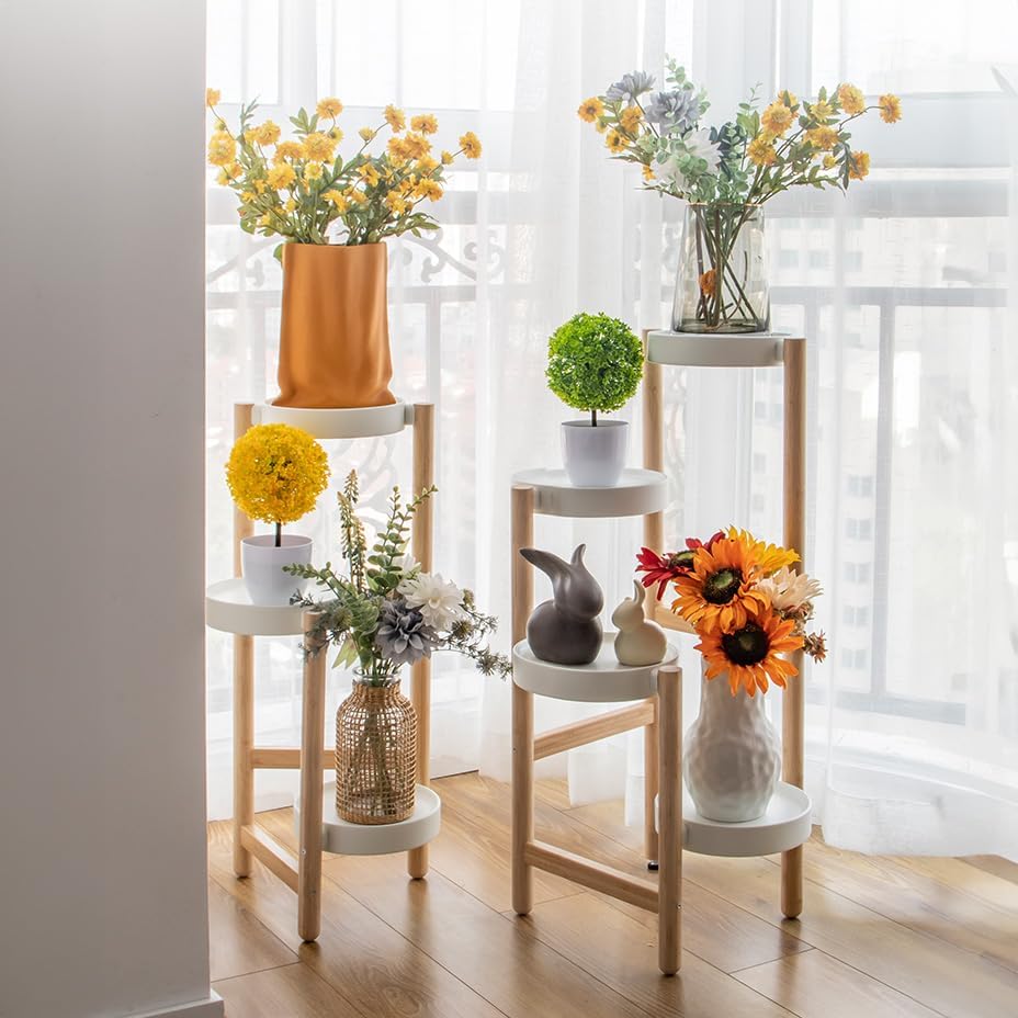 Plant Stand Indoor, 3 Tier Bamboo Plant Stands Corner Plant Stand for Multiple Plants, Tall Plant Shelf Plant Holders for Indoor, Outdoor, Corner, Living Room, Balcony, and Bedroom