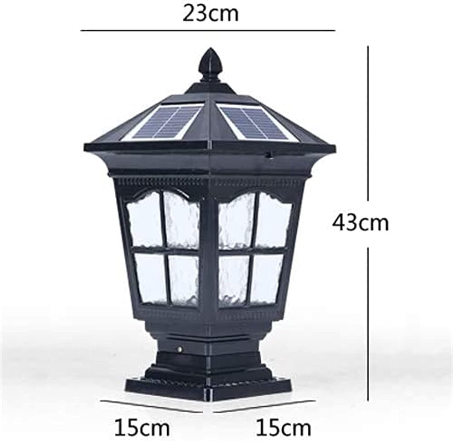 Courtyard Light Post Light Solar Outdoor Waterproof E27 Post Lights Villa Garden Door Column Wall Lamp Aluminum Home Villa Decor Pillar Lamp Black Warm Light Street Lamp(Noir,Light)