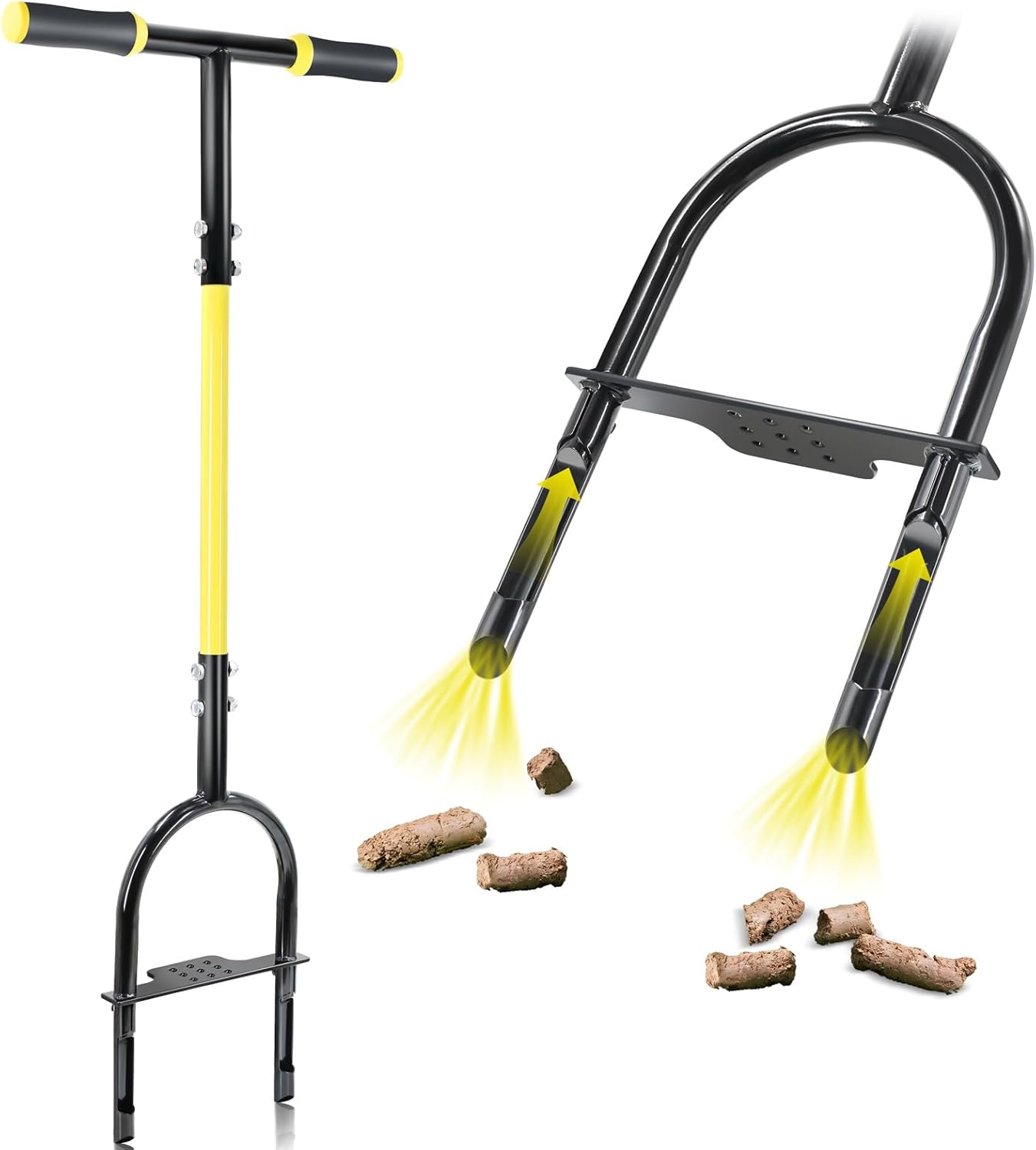 Jardineer Manual Core Aerator Lawn Tool with 2 Hollow Tines, 38" Sharp