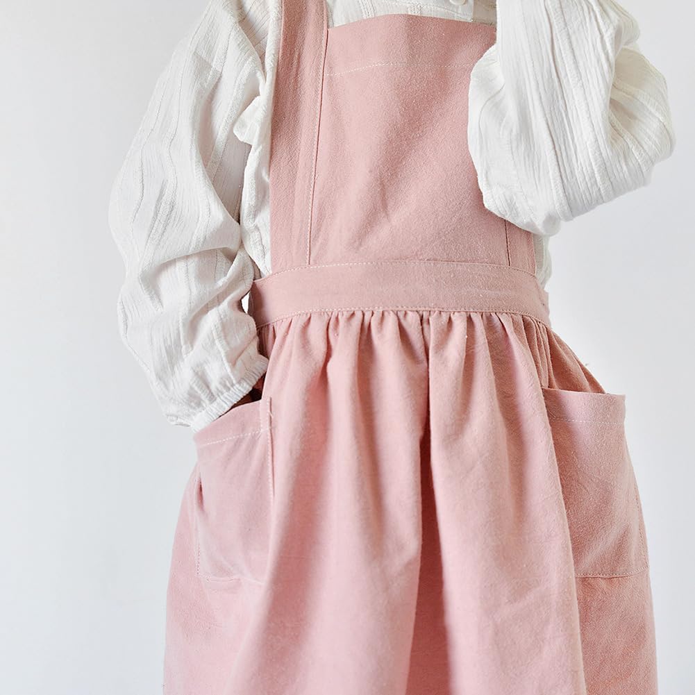 OBEEII Kids Aprons for Cooking Cotton Linen Children Baking Kitchen Ga