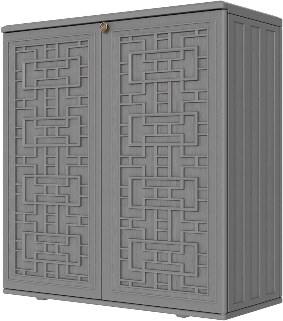 KINYING Outdoor Storage Cabinet Waterproof, Resin 62 Gallon Deck Box for Patio Furniture Cushions, Garden Tools, Pool Tools and Kids’ Toys (Grey with 1 Shelving)