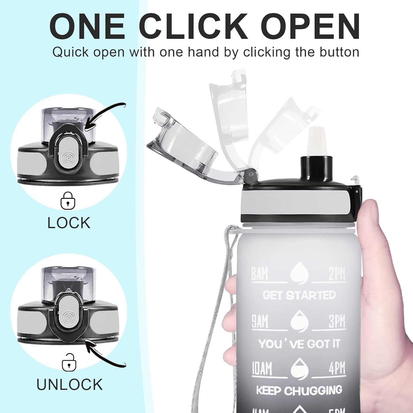 Enerbone Water Bottle, Leakproof BPA & Toxic Free, Motivational Water 